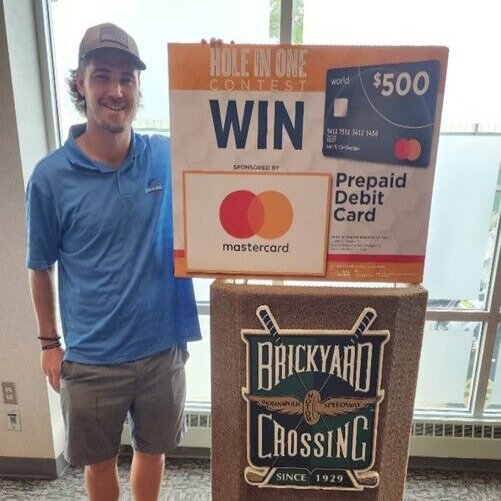 HoleInOneIntl's tweet image. UnEdited Wednesday - Congratulations to Jake M. who recently won a $500 Mastercard, courtesy of Jeffery Rieser with American Family Insurance in Indianapolis, during the Special Olympics Indiana Golf Tournament.