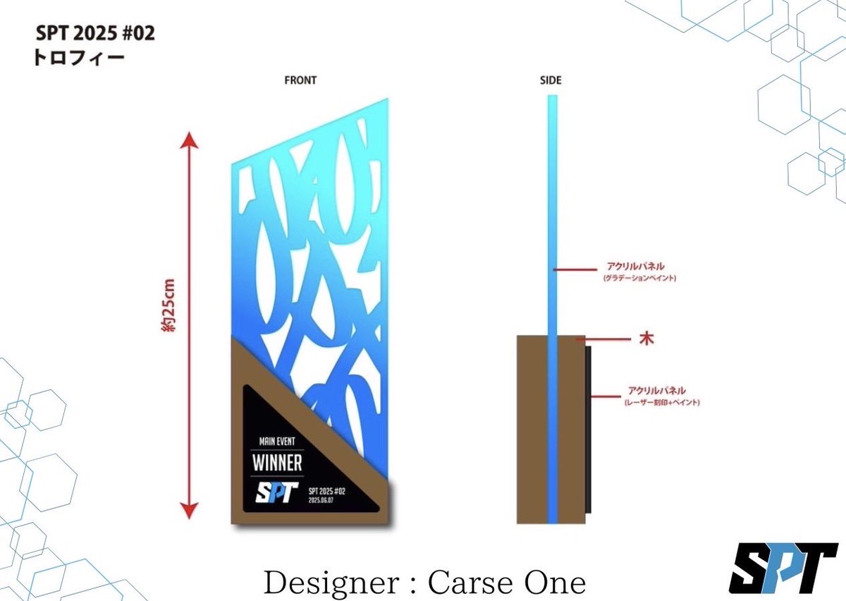 SPT_poker's tweet image. ／
SPTオリジナルトロフィー✨
sponsed by ABSTREEM CREATION
＼
SPTメインイベントでは学生チャンピオンにふさわしいトロフィーを贈呈させて頂きます🔥

デザイナーが手掛ける本格木製トロフィー🏆
（@CarseOne ）
ぜひ当日間近でご覧ください‼️ #SPT