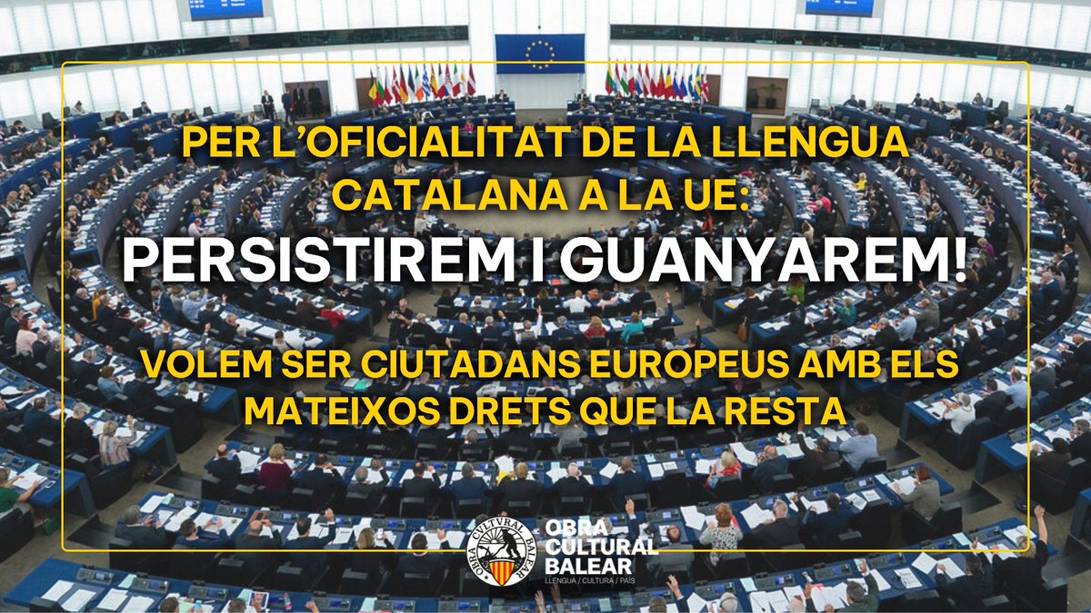 🔵 Ahir, el Consell d’Afers generals de la UE va ajornar la decisió sobre l’oficialitat de la llengua catalana.

✅ La majoria dels estats ja hi estan a favor.

💪 Persistirem i guanyarem!