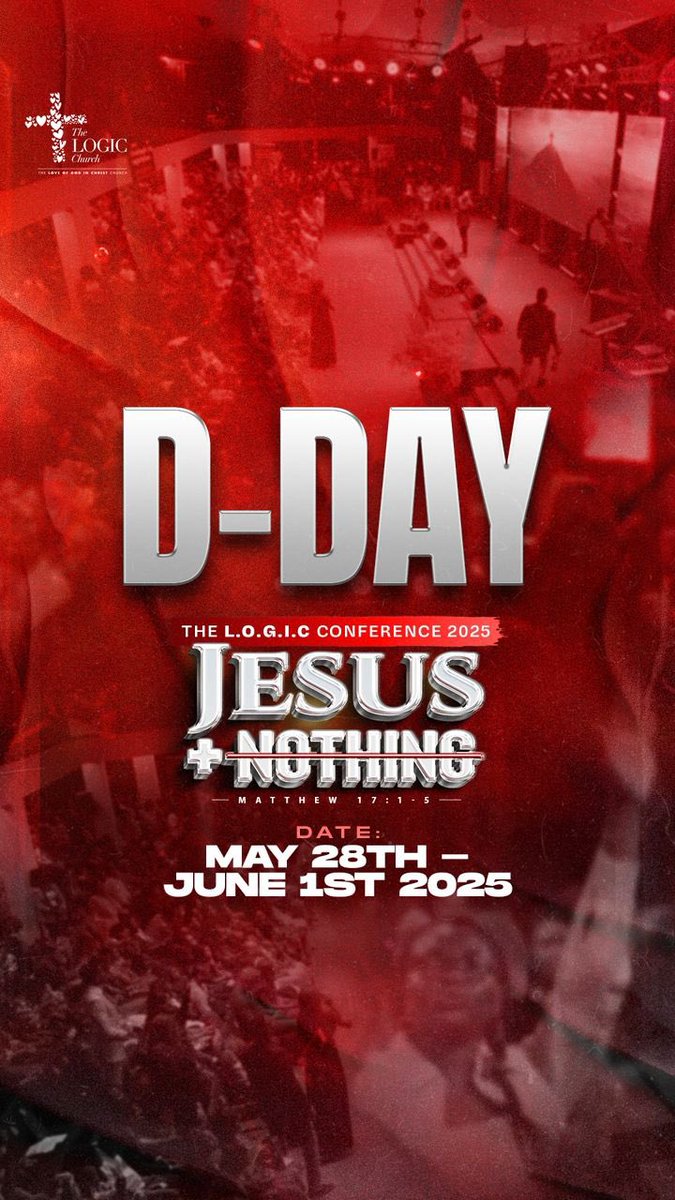 LOGICMainland's tweet photo. This is the day that the LORD has made!!
Happy Jesus + Nothing Day๐ฅณ๐ฅณ๐ฅณ๐ฅณ
We hope your schedules have been cleared๐คญ
๐ May 28th - 1st June 2025
#JesusPlusNothing #TheLOGICChurch #LoveLifelmpact https://t.co/ds8YB21P8I
