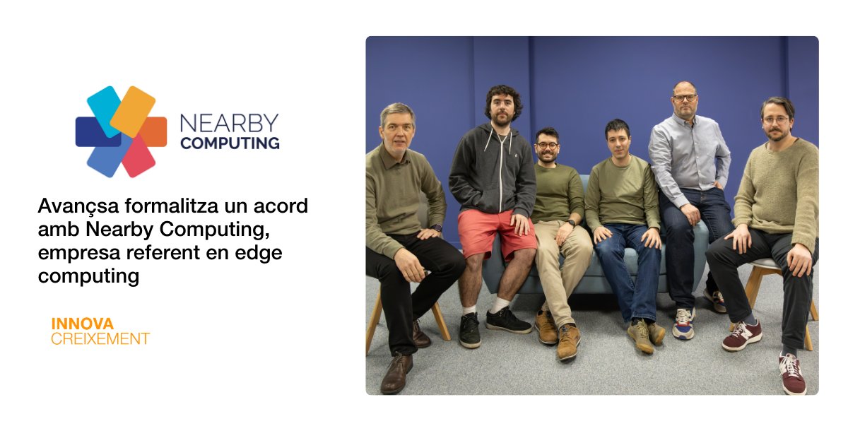 Avançsa (@avancsa) on Twitter photo 🤝 #Avançsa formalitza un acord amb Nearby Computing (<a href="/nearbycomputing/">Nearby Computing</a>), empresa referent en edge computing.
🔗avancsa.gencat.cat/ca/detalls/not… 🤝 #Avançsa formalitza un acord amb Nearby Computing (<a href="/nearbycomputing/">Nearby Computing</a>), empresa referent en edge computing.
🔗avancsa.gencat.cat/ca/detalls/not…