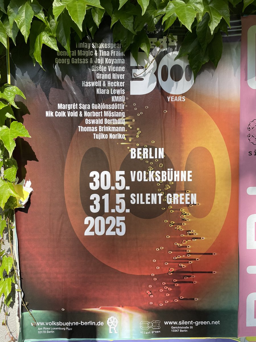 Hey #Berlin, don’t miss the 30 years #EditionsMego weekend at Volksbühne &amp; Silent Green. The lineup is incredible 🪩🚀

Tickets 🎟️ eventbrite.de/e/editions-meg…