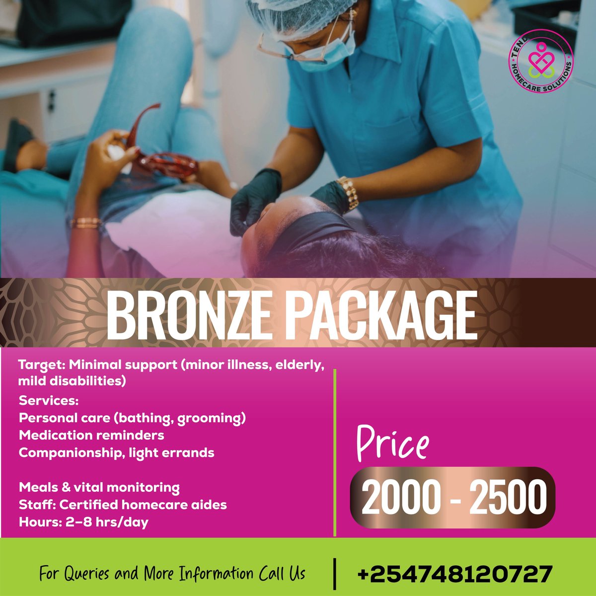 Tendertouch254's tweet photo. Do you have a loved one who is elderly, who has minor illness or mild disabilities? At Tender Touch, we provide personal care for your loved ones as you go on with your busy schedule.
#bronzepackage
#homebased
#personalcare
#HomecareAide
#TenderTouch
#America
#Lusaka
#Zimbabwe https://t.co/iofD3AXof5