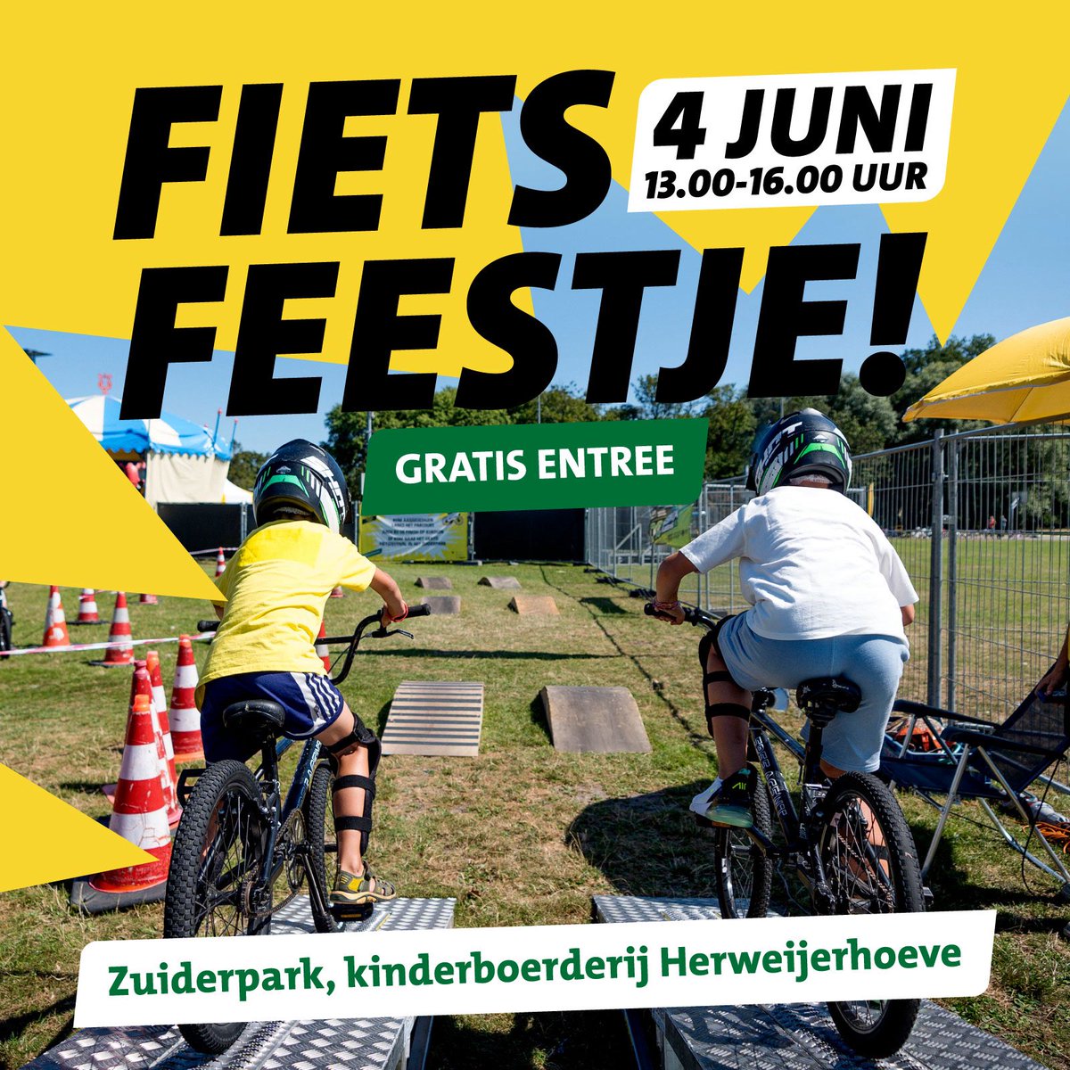 Wist je dat er sinds maart inmiddels al ruim 100 kinderfietsen zijn ingeleverd op deelnemende Haagse kinderboerderijen?
Op woensdag 4 juni gaan we dit vieren! Je kunt er oude kinderfietsen inleveren en er zijn leuke fietsactiviteiten. 

Meer informatie: denhaagfietst.denhaag.nl/nieuws/fietsfe…