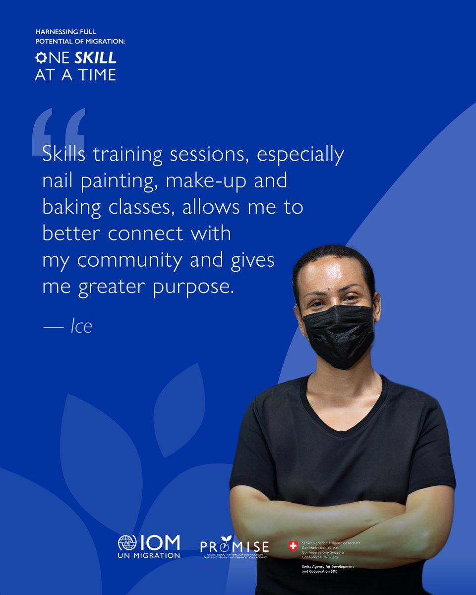 IOMAsiaPacific's tweet image. As a transwoman, Ice’s migration journey from 🇱🇦 to 🇹🇭 was not easy. ​

​Through #IOMPROMISE, Ice learned technical skills like nail painting💅🏼, makeup💄&amp;amp; baking🍰, which helped her connect with a new community &amp;amp; gave her the skills to pursue her dream​ 👉 bit.ly/4kt2K5u