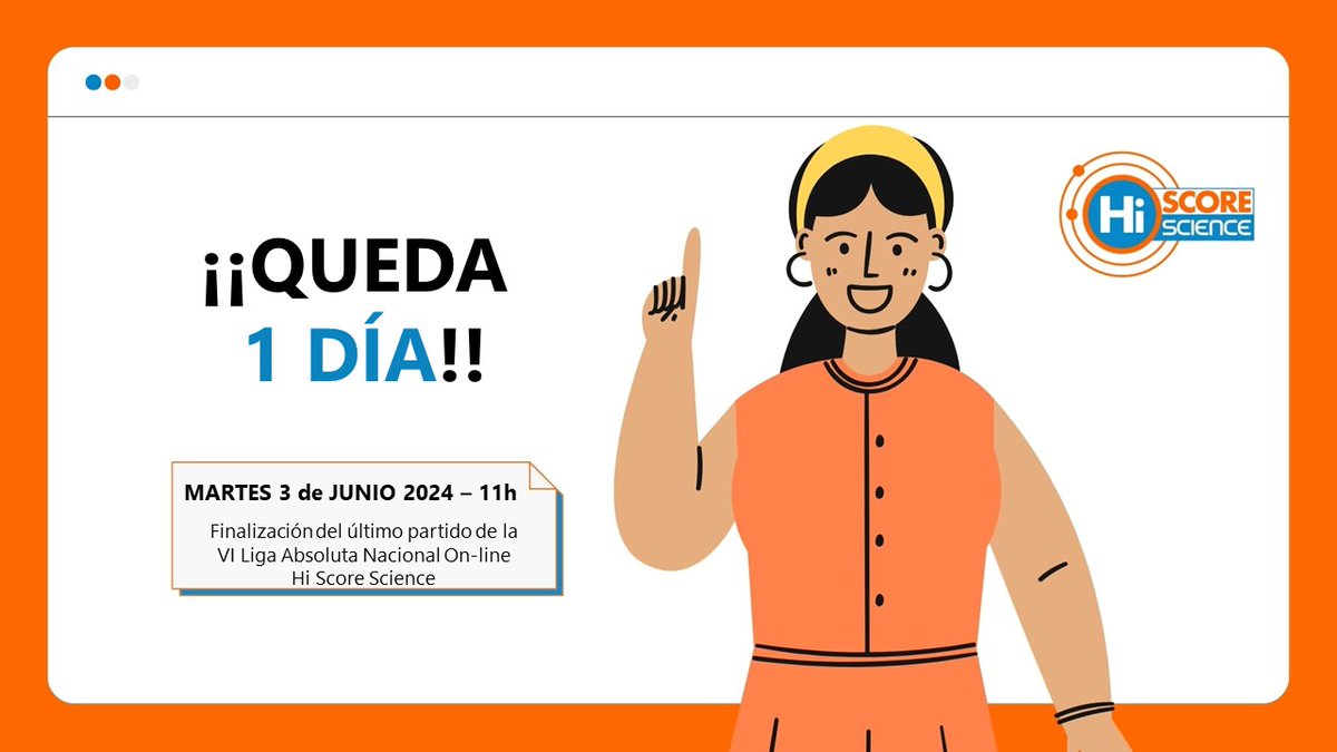 HiScoreScience (@hiscorescience) on Twitter photo Mañana finaliza la VI Liga Absoluta Nacional on-line, ¡ánimo con ese último esfuerzo!
Demuestra todo lo que has aprendido esta temporada y escala posiciones.
<a href="/CSICdivulga/">CSIC Divulga</a> <a href="/UccUnizar/">UCC unizar</a> <a href="/AragonCSIC/">CSIC Aragón</a> <a href="/Ciencias_Unizar/">Ciencias_Unizar</a> <a href="/EINAunizar/">EINA Unizar</a> Mañana finaliza la VI Liga Absoluta Nacional on-line, ¡ánimo con ese último esfuerzo!
Demuestra todo lo que has aprendido esta temporada y escala posiciones.
<a href="/CSICdivulga/">CSIC Divulga</a> <a href="/UccUnizar/">UCC unizar</a> <a href="/AragonCSIC/">CSIC Aragón</a> <a href="/Ciencias_Unizar/">Ciencias_Unizar</a> <a href="/EINAunizar/">EINA Unizar</a>
