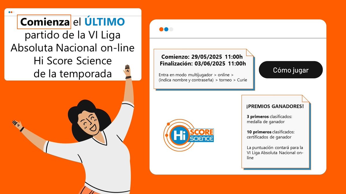 ISQCH (CSIC-UNIZAR) (@isqch) on Twitter photo Comienza el último partido de la VI temporada de la Liga con nuestro juego <a href="/HiScoreScience/">HiScoreScience</a>
Ánimo con el último esfuerzo, aún no está todo decidido.
<a href="/CSICdivulga/">CSIC Divulga</a> <a href="/UccUnizar/">UCC unizar</a> <a href="/AragonCSIC/">CSIC Aragón</a> <a href="/Ciencias_Unizar/">Ciencias_Unizar</a> <a href="/EINAunizar/">EINA Unizar</a> Comienza el último partido de la VI temporada de la Liga con nuestro juego <a href="/HiScoreScience/">HiScoreScience</a>
Ánimo con el último esfuerzo, aún no está todo decidido.
<a href="/CSICdivulga/">CSIC Divulga</a> <a href="/UccUnizar/">UCC unizar</a> <a href="/AragonCSIC/">CSIC Aragón</a> <a href="/Ciencias_Unizar/">Ciencias_Unizar</a> <a href="/EINAunizar/">EINA Unizar</a>