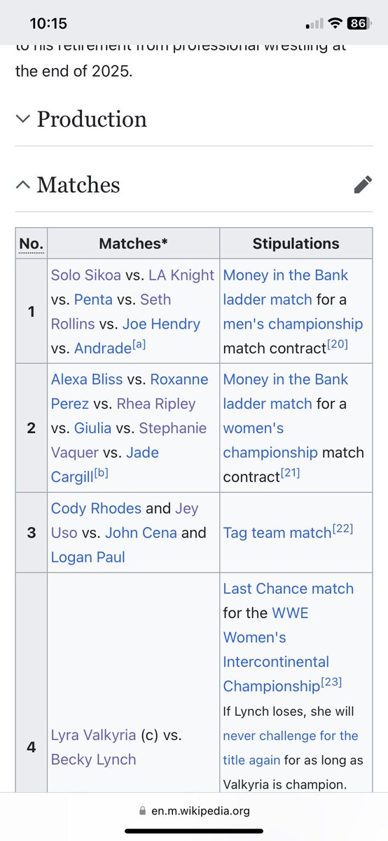 Official_VGK's tweet photo. #WWE #moneyinthebank leak on Wikipedia? https://t.co/bXVq4hlfzG