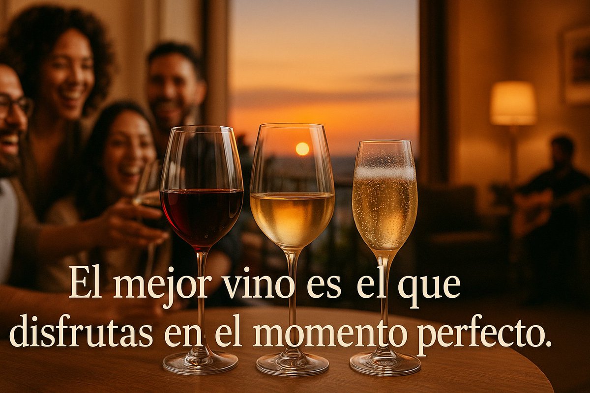 ¡Buenísimos días #vinovianos !
¿Por qué tu vino sabe diferente según la copa… y el momento?

El mismo vino puede parecerte brutal o flojo dependiendo de:

✅El tipo de copa (sí, ¡importa mucho!)
✅La compañía
✅El lugar, la música y hasta tu humor

El mejor vino es el que