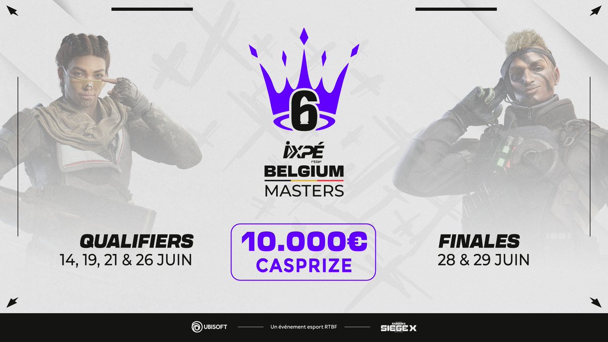 🇧🇪🇪🇺 Les iXPé Belgium Masters débarquent sur #SiegeX ! 💥

🔥 Un évènement #RainbowSix de <a href="/RTBF_iXPe/">RTBF iXPé</a> 
💰 10.000€ de cash 
👑 4 Equipes invitées 
⚔️ 4 Equipes qualifiées
🎟️ ...qualifs ouvertes à TOUTES / TOUS !

📆 Début des hostilités : 14 Juin