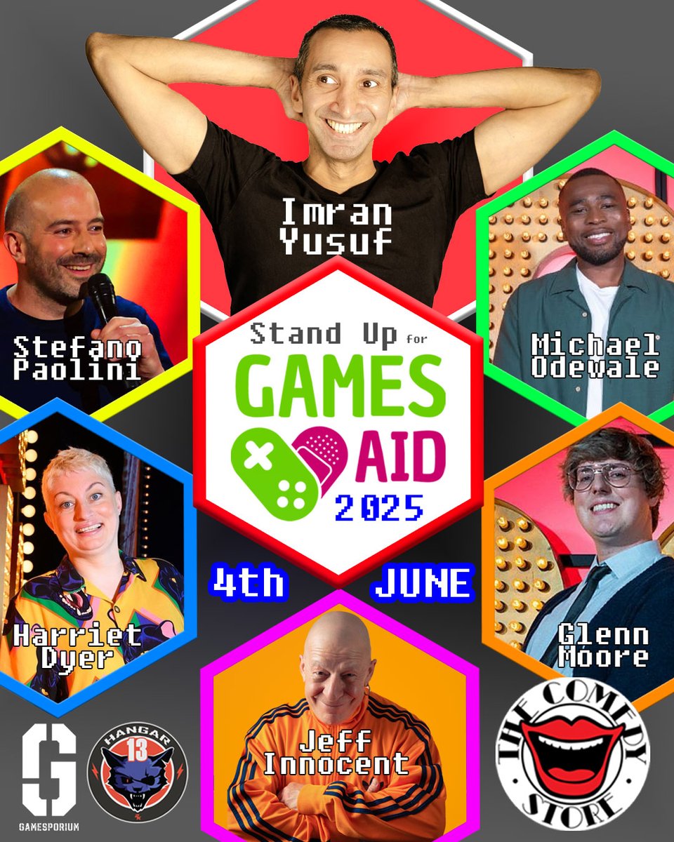 Looking forward to <a href="/GamesAid/">Games Aid</a> <a href="/comedystoreuk/">The Comedy Store, UK</a> on the 4th of June with Imran Yusuf, Harriet Dyer, Glenn Moore, Michael Odewale and Jeff Innocent. Great charity, brilliant comedians, excellent venue. See you there.
