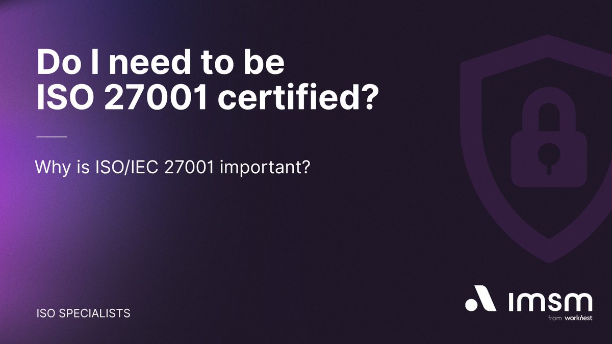 Why is ISO/IEC 27001 certification necessary? 

You can read our article here: hubs.ly/Q03p988Y0

#iso27001 #cybersecurity #informationsecurity #data