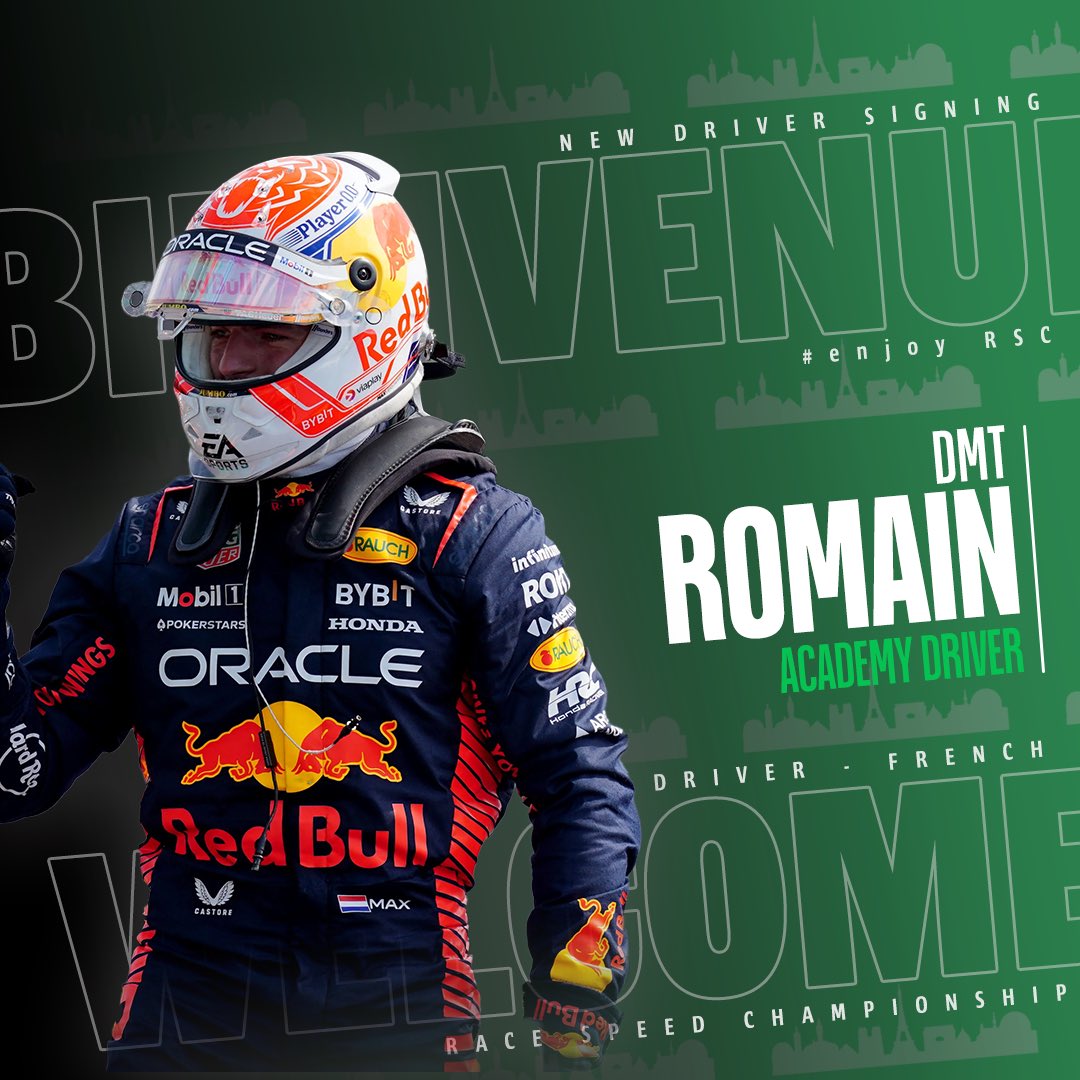 RSC_Esport (@rsc_esport) on Twitter photo βοΈ Driver Signing β’ <a href="/RomainDmt33/">RSC_RomainDmt</a> π«π·
We welcome Romain! The driver joins our development roster.
He comes from OVR, Romain is determined and wants to achieve his goals.
#BienvenueRomain π βοΈ Driver Signing β’ <a href="/RomainDmt33/">RSC_RomainDmt</a> π«π·
We welcome Romain! The driver joins our development roster.
He comes from OVR, Romain is determined and wants to achieve his goals.
#BienvenueRomain π