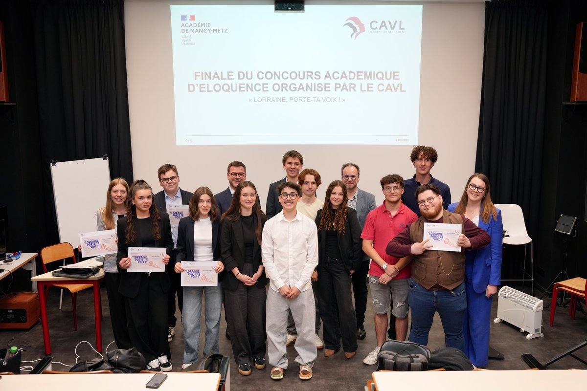 Académie de Nancy-Metz (@acnancymetz) on Twitter photo Les lycéens de <a href="/acnancymetz/">Académie de Nancy-Metz</a> ont pris la parole pour la planète 🌎 lors de la finale du concours d’éloquence « Lorraine, porte ta voix ! » 🗣️ ce mardi 27 mai.
Un événement organisé par le #CAVL pour promouvoir l'art oratoire et sensibiliser la jeunesse au développement durable 🌿 Les lycéens de <a href="/acnancymetz/">Académie de Nancy-Metz</a> ont pris la parole pour la planète 🌎 lors de la finale du concours d’éloquence « Lorraine, porte ta voix ! » 🗣️ ce mardi 27 mai.
Un événement organisé par le #CAVL pour promouvoir l'art oratoire et sensibiliser la jeunesse au développement durable 🌿