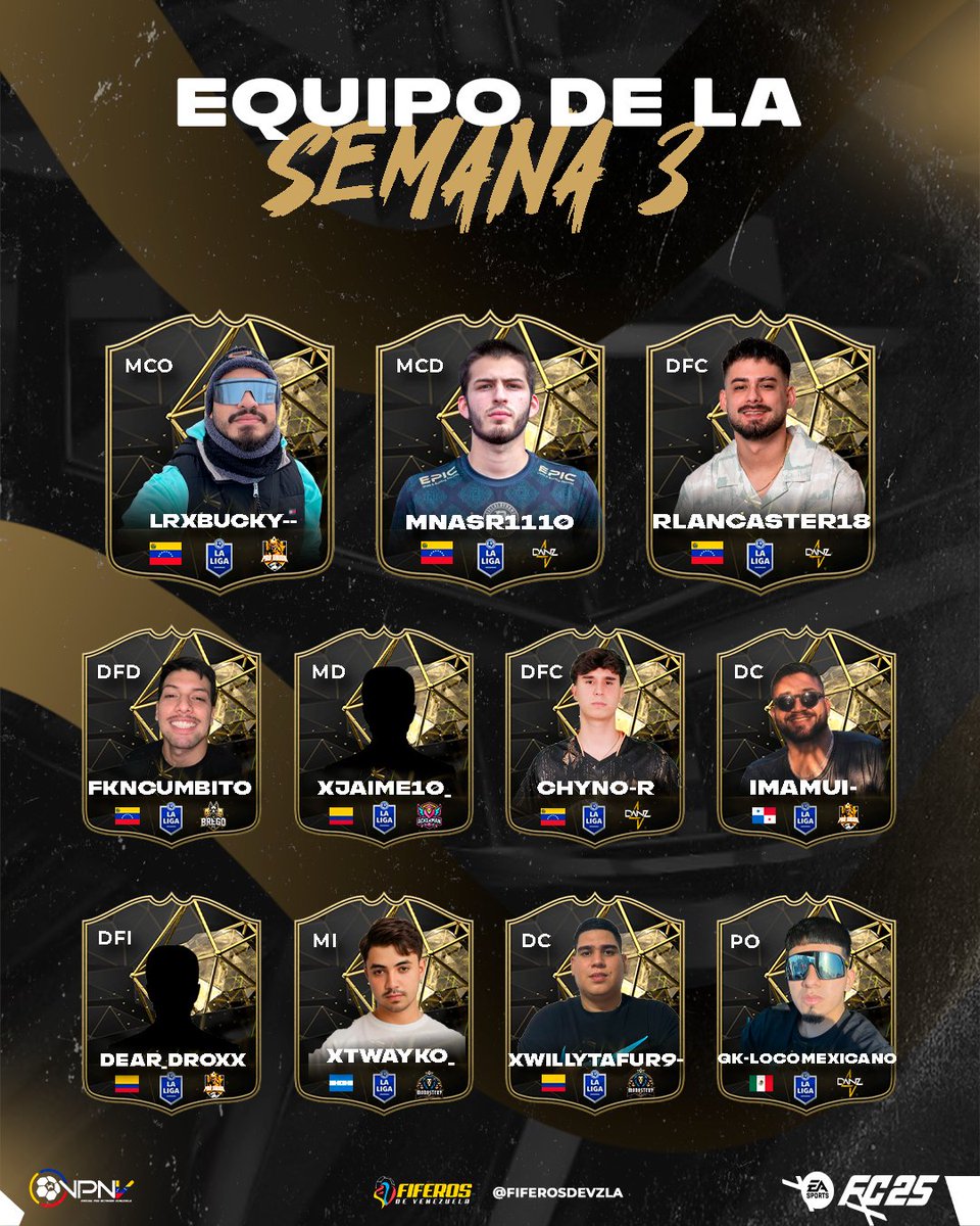 Fiferos de Venezuela (@fiferosdevzla) on Twitter photo #NotiFDV "EQUIPO DE LA SEMANA" 🔥 Les traemos el equipo de la semana 3 de #LALIGAVPNV <a href="/VPNGlobal/">Virtual Pro Network</a> <a href="/LVFVirtual/">Liga Virtual de Fútbol Venezolano</a> #EAFC25 #NotiFDV "EQUIPO DE LA SEMANA" 🔥 Les traemos el equipo de la semana 3 de #LALIGAVPNV <a href="/VPNGlobal/">Virtual Pro Network</a> <a href="/LVFVirtual/">Liga Virtual de Fútbol Venezolano</a> #EAFC25