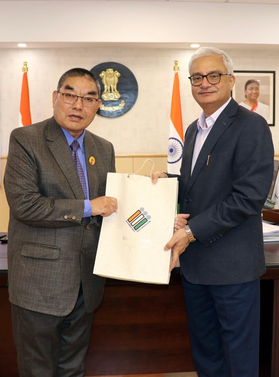 Election Commissioner of India Dr. Vivek Joshi met with Election Commissioner of Bhutan, Mr. Dawa Tenzin during his call on at #ECI in New Delhi.