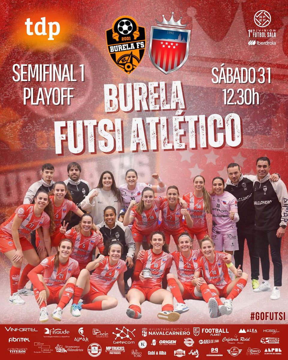 Futsi Atlético Navalcarnero (@futsi_atletico) on Twitter photo SEMIFINAL PLAYOFF 🚀
➡️ Partido de ida
🗓️ 31 de mayo
🆚 <a href="/burelafs/">CD Burela FS</a>
⏰ 12.30h
🏟️ Vistalegre
📺 <a href="/teledeporte/">Teledeporte</a>
#GoFutsi🦊 SEMIFINAL PLAYOFF 🚀
➡️ Partido de ida
🗓️ 31 de mayo
🆚 <a href="/burelafs/">CD Burela FS</a>
⏰ 12.30h
🏟️ Vistalegre
📺 <a href="/teledeporte/">Teledeporte</a>
#GoFutsi🦊