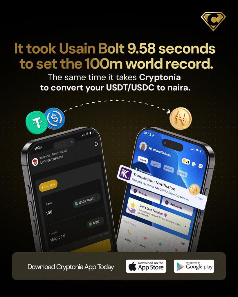 Using cryptonia <a href="/getcryptonia/">Cryptonia</a> is probably the fastest means to convert your USDC/USDT to naira because it takes less than 10 seconds to complete the transaction. You don’t have to keep searching for a P2P agent with fear of being scammed. Everything happens with a click.