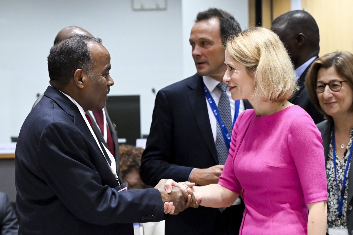 Kaja Kallas, EU’s High Representative for Foreign Affairs and Security Policy, meets with Ali Mohamed Omar, Somalia’s State Minister for Foreign Affairs and International Cooperation, during the EU-AU Ministerial Meeting in Brussels on 21 May.