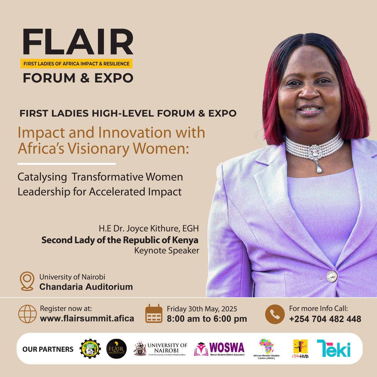 TEKI (@tekiltd) on Twitter photo We have partnered with <a href="/FLAIR_africa/">FLAIR Africa</a> for their Forum & Expo "Impact and Innovation with Africa's Visionary Women."
The event will be taking place at the <a href="/uonbi/">University of Nairobi</a> Chandaria Auditorium; 8AM to 6PM.
Get tickets at tikohub.com/events/288
#FLAIRForum2025 #TekiEvents #Teki #Visionary We have partnered with <a href="/FLAIR_africa/">FLAIR Africa</a> for their Forum & Expo "Impact and Innovation with Africa's Visionary Women."
The event will be taking place at the <a href="/uonbi/">University of Nairobi</a> Chandaria Auditorium; 8AM to 6PM.
Get tickets at tikohub.com/events/288
#FLAIRForum2025 #TekiEvents #Teki #Visionary