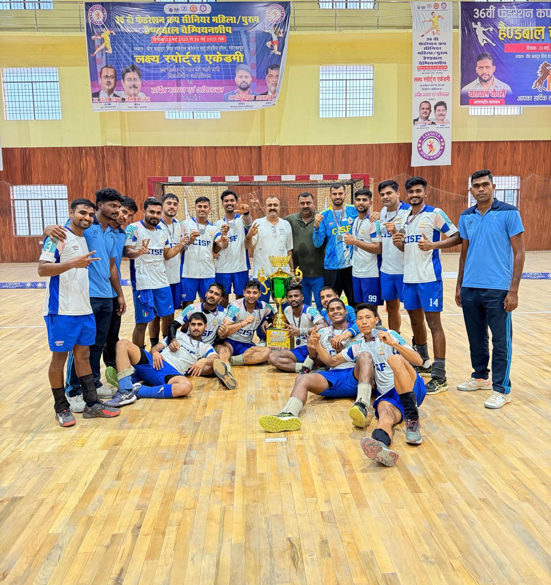 CISFHQrs's tweet photo. A Silver Lining of Excellence!
CISF Handball Team clinched the silver medal 🥈at the 36th Federation Cup National Handball Championship held at Gorakhpur (UP). 

CISF congratulates the team for their stellar performance and this commendable achievement.

#CISFHandBall #TeamCISF #SilverMedal 
#ShieldOfSecurity  #CISFSports
@HMOIndia @YASMinistry @Media_SAI