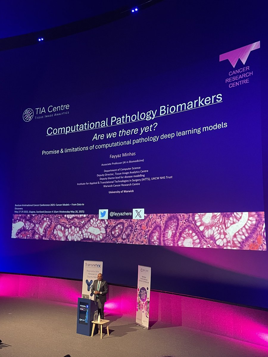 CRUK Scotland Inst (@cruk_si) on Twitter photo Continuing with the theme of AI, Fayyaz Minhas talked us through the promise and limitations of computational pathology deep learning models
<a href="/fayyazhere/">Fayyaz Minhas</a> | <a href="/uniofwarwick/">University of Warwick</a> | #BICC2025 Continuing with the theme of AI, Fayyaz Minhas talked us through the promise and limitations of computational pathology deep learning models
<a href="/fayyazhere/">Fayyaz Minhas</a> | <a href="/uniofwarwick/">University of Warwick</a> | #BICC2025