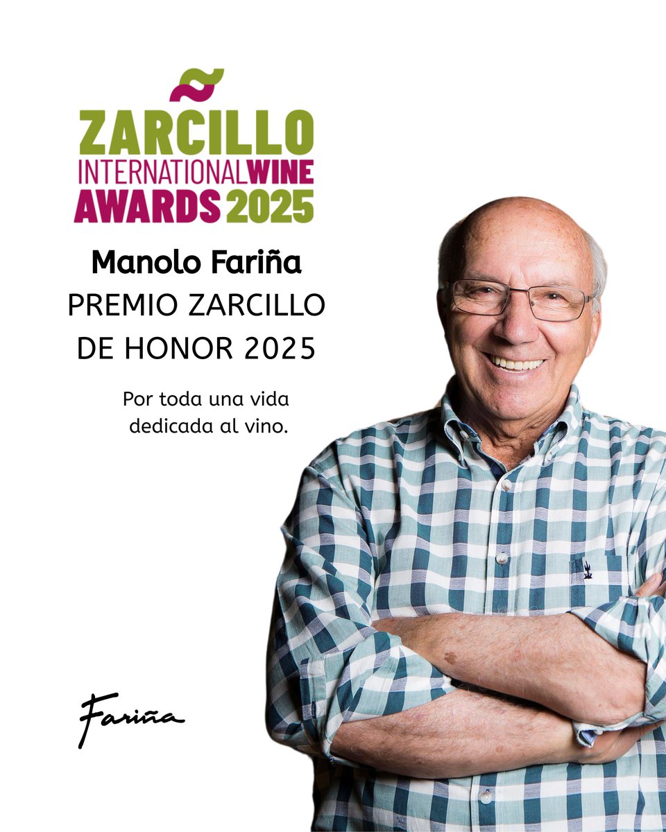 bodegasfarina's tweet photo. Nos emociona compartir que Manolo Fariña ha recibido el Premio Zarcillo de Honor 2025 por su trayectoria y su papel clave en la creación de la DO Toro 🥰
Un reconocimiento a una vida dedicada al vino, la tierra y la familia 🍷
#BodegasFariña #vinodetoro #tintadetoro https://t.co/ypj02BBWib