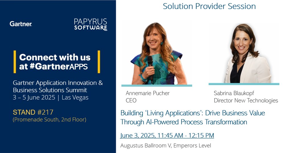 Looking forward to discussing the AI-Powered Revolution in Business Process Innovation at #GartnerAPPS! Are traditional, inflexible processes holding your business back? Discover how to empower your business teams to develop "living applications”- dynamic, AI-driven solutions