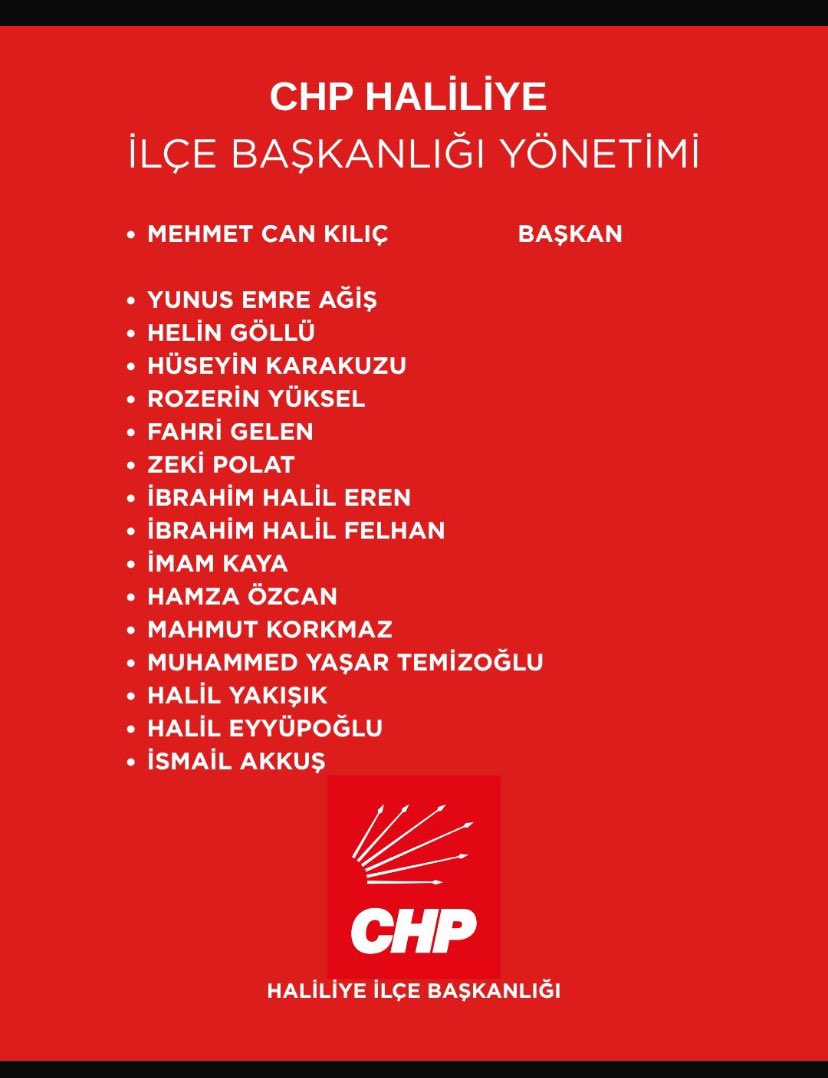 Mehmet Can KILIÇ (@avmehmetkilic63) on Twitter photo Beni bu göreve layık gören başta Genel Başkanımız Sn.Özgür Özel, örgütlenmeden Sorumlu Genel başkan yardımcımız Sn.Ensar Aytekin,MYK'mıza ve il Başkanımız Sn.Ferhat Karadağ'a il örgütümüze şükranlarımı sunuyorum.
<a href="/herkesicinCHP/">CHP 🇹🇷</a> <a href="/eczozgurozel/">Özgür Özel</a> <a href="/eczozgurozel/">Özgür Özel</a> <a href="/karadagferhatt/">Ferhat KARADAĞ</a> <a href="/MTanal/">Av.Mahmut TANAL</a> Beni bu göreve layık gören başta Genel Başkanımız Sn.Özgür Özel, örgütlenmeden Sorumlu Genel başkan yardımcımız Sn.Ensar Aytekin,MYK'mıza ve il Başkanımız Sn.Ferhat Karadağ'a il örgütümüze şükranlarımı sunuyorum.
<a href="/herkesicinCHP/">CHP 🇹🇷</a> <a href="/eczozgurozel/">Özgür Özel</a> <a href="/eczozgurozel/">Özgür Özel</a> <a href="/karadagferhatt/">Ferhat KARADAĞ</a> <a href="/MTanal/">Av.Mahmut TANAL</a>