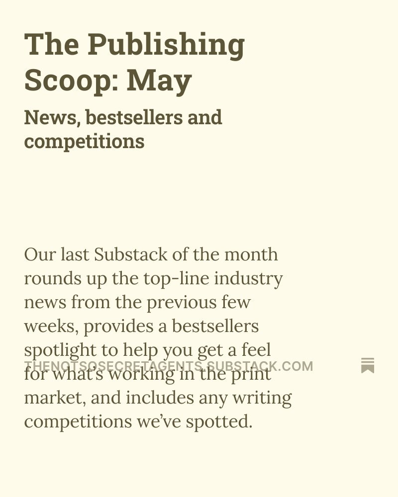 It's that time of the week again! Our Substack is now live! 🥳

Follow the link to get this months Publishing Scoop! thenotsosecretagents.substack.com/p/the-publishi…
