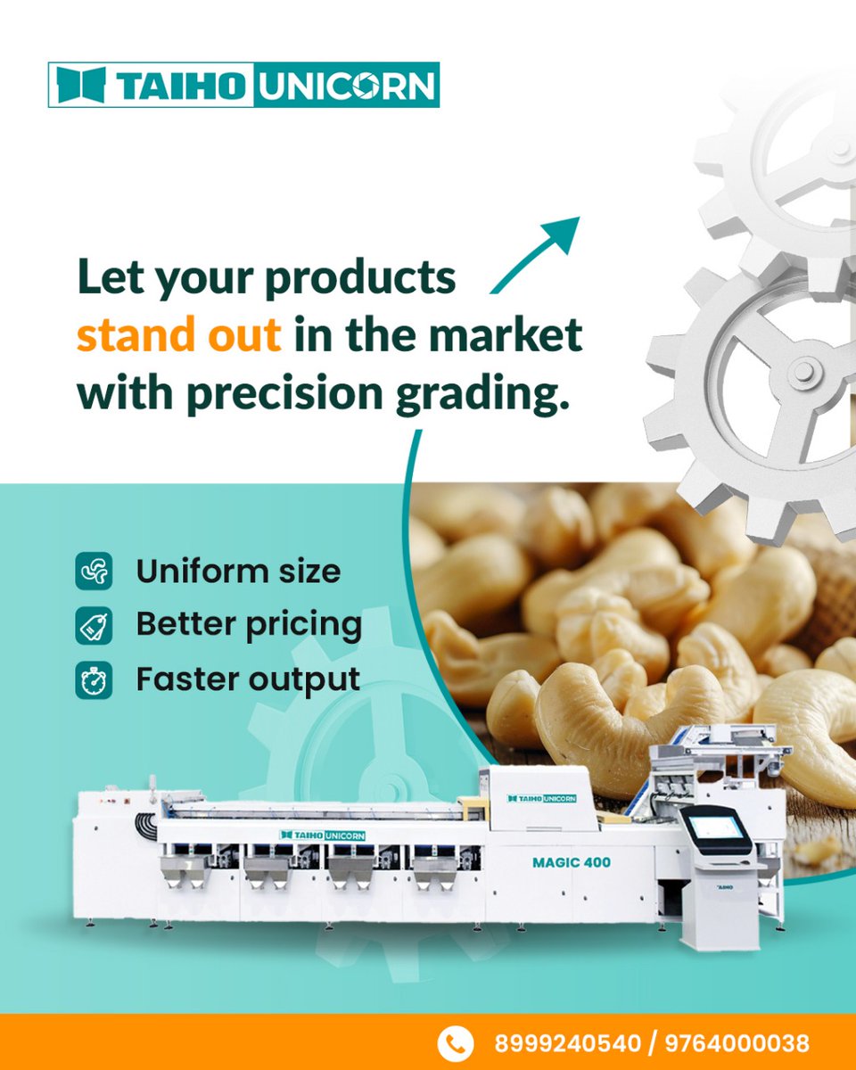 SorterUnic70896's tweet image. Grading Made Smart. Profits Made Easy.
✅ Uniform size
✅ Better pricing
✅ Faster output
✅ Lower labour
✅ Trusted quality
✅ Multi-product ready
🎯 Boost efficiency. Grow faster.

📞: +91 96577 22184

#GradingMachine #UnicornSorter #CashewSorting #SmartSorting #magic400