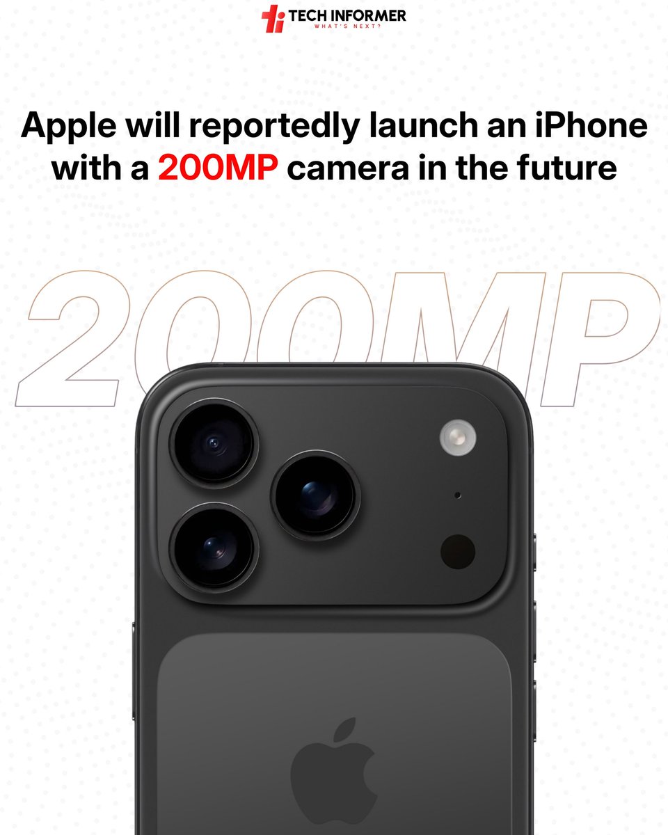 Tech_Informer_'s tweet photo. Apple is trying out a 200-megapixel camera, according to Digital Chat Station, a popular user on the Chinese social media site Weibo.
#Techinformer #Apple #iPhone #Camera https://t.co/kliOoPDqCr
