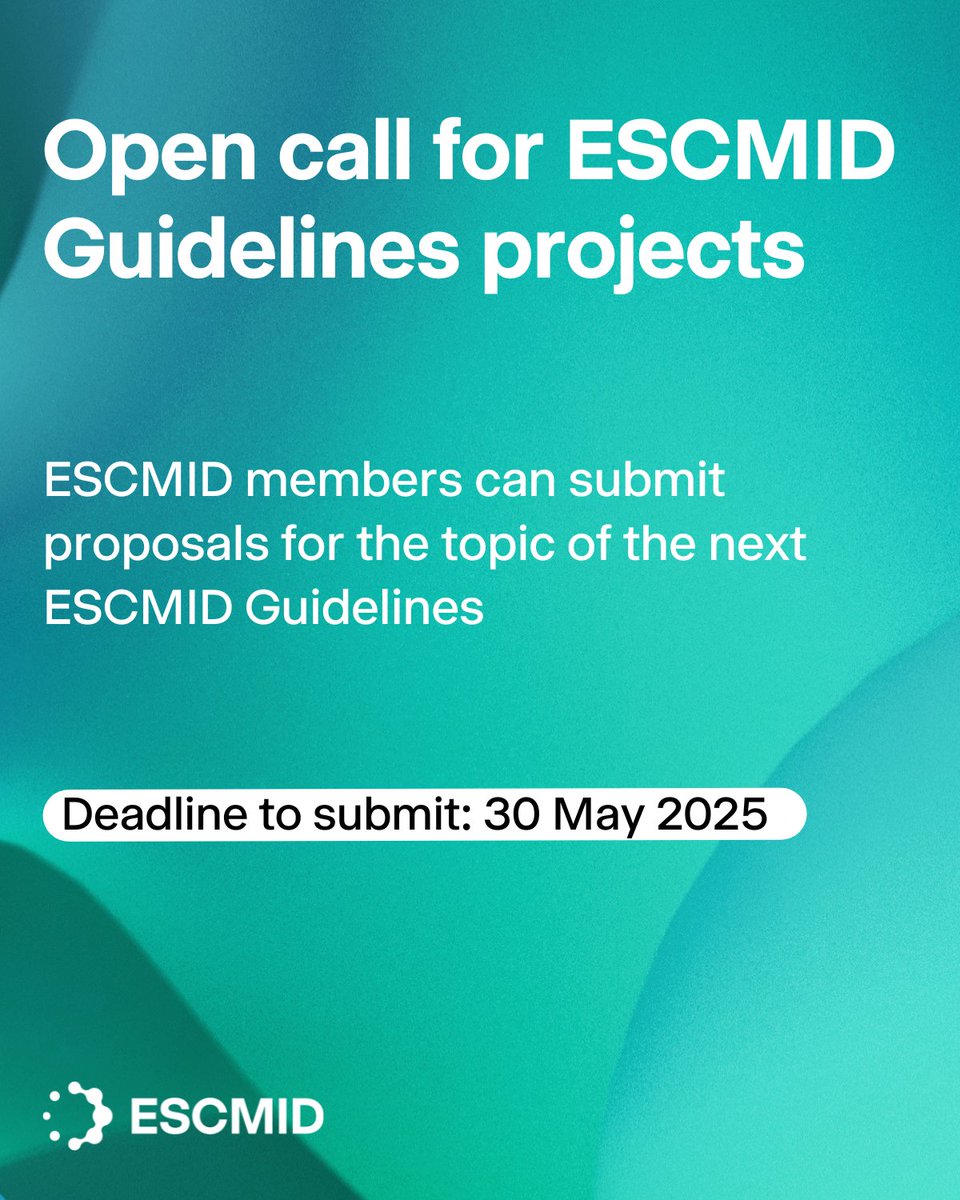 🚨Last chance: The ESCMID Guidelines Subcommittee invites members &amp; study groups to submit project proposals for clinical practice guidelines. 💡 Learn more on topics covered &amp; how to submit on the website: escmid.org/guidelines-jou…

Submit before this Friday, 30 May 2025!