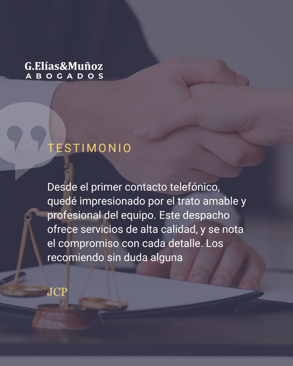 Cada persona que nos contacta merece un trato profesional, claro y cercano.🤝⚖️

Nos enorgullece saber que quienes acuden a nuestro despacho se sienten bien acompañados desde el primer minuto.

💬 ¿Buscas asesoramiento especializado? Llámanos al 915 711 787