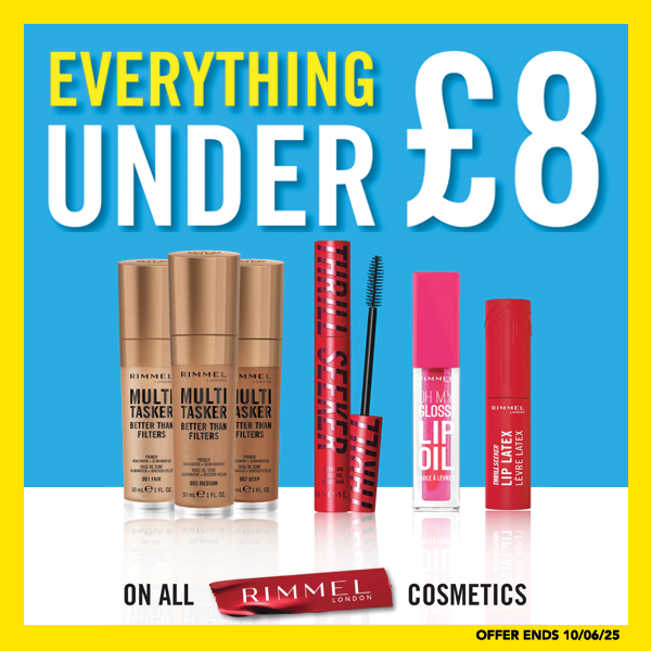 SaversHB's tweet photo. Don't get FOMO! Take advantage of EVERYTHING UNDER £8 on all Rimmel cosmetics! 😍

Shop now👉 https://t.co/jwoLiIUWjX

#rimmel #rimmellondon #savers #savershb #savershaul #makeup #cosmetics https://t.co/BBTlUsJ5OJ