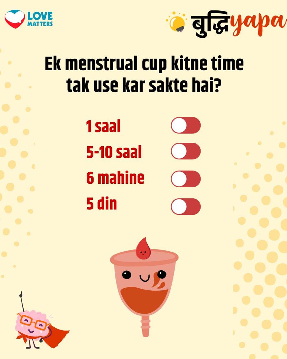At Love Matters India, we break taboos around SRH.
This #MenstrualHygieneDay, let’s talk periods, cups &amp; choices—no shame, just facts.
Did you know? One menstrual cup can last up to 10 years!
Read more: shorturl.at/nuDxt
#MyPeriodMyPower #LoveMattersIndia