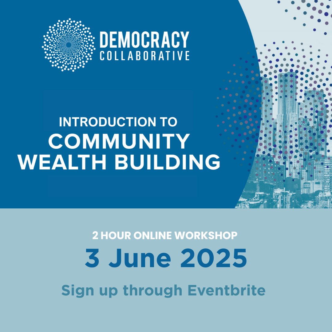 📅 TRAINING SESSION NEXT WEEK

Join us to learn about Community Wealth Building as an approach to local economic system change starting in your place and/or community

Tuesday, 3 June
11am PDT | 2pm EDT | 7pm BST
[online]

Register here ⤵️ 
eventbrite.com/e/introduction…