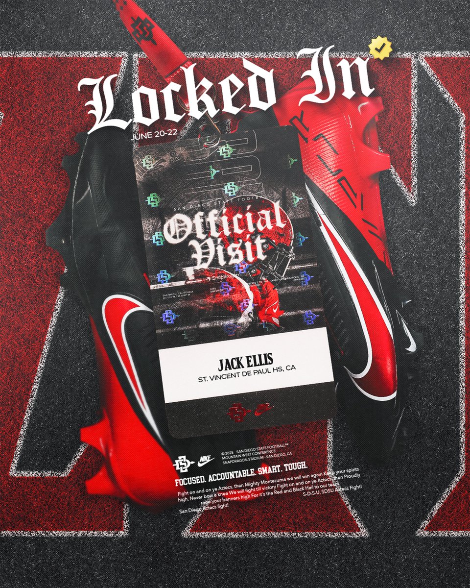 Jack Ellis (@jack_ellis3_) on Twitter photo Can't wait to be down in San Diego!!
<a href="/CoachRLindley/">Ryan Lindley</a> <a href="/SeanDillonSDSU/">Sean Dillon</a> <a href="/Coach_Sutt/">Tyler Sutton</a> <a href="/RobAurich/">Coach Aurich</a> <a href="/Tana_Vea/">Tana J. Vea</a> <a href="/TheHC_CoachLew/">🔴 Sean Lewis ⚫️</a> <a href="/CoachZacBarton/">Zac Barton</a> <a href="/CoachMattyJ/">Matty J 🏹</a> <a href="/CoachSampson3/">Lanear Sampson</a> <a href="/CoachM_Schmidt/">Mike Schmidt</a> Can't wait to be down in San Diego!!
<a href="/CoachRLindley/">Ryan Lindley</a> <a href="/SeanDillonSDSU/">Sean Dillon</a> <a href="/Coach_Sutt/">Tyler Sutton</a> <a href="/RobAurich/">Coach Aurich</a> <a href="/Tana_Vea/">Tana J. Vea</a> <a href="/TheHC_CoachLew/">🔴 Sean Lewis ⚫️</a> <a href="/CoachZacBarton/">Zac Barton</a> <a href="/CoachMattyJ/">Matty J 🏹</a> <a href="/CoachSampson3/">Lanear Sampson</a> <a href="/CoachM_Schmidt/">Mike Schmidt</a>