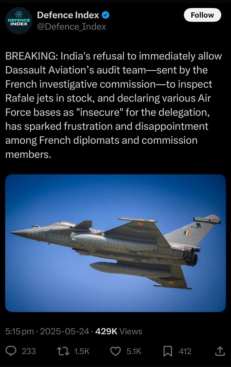 How misinformation spreads:

A few days ago, the handle “Defence Index” posted this claim. Now, it’s being picked up by anonymous and Pakistan-linked accounts. 

Even an author writing for The National Interest cited the same post—despite there being no original article or