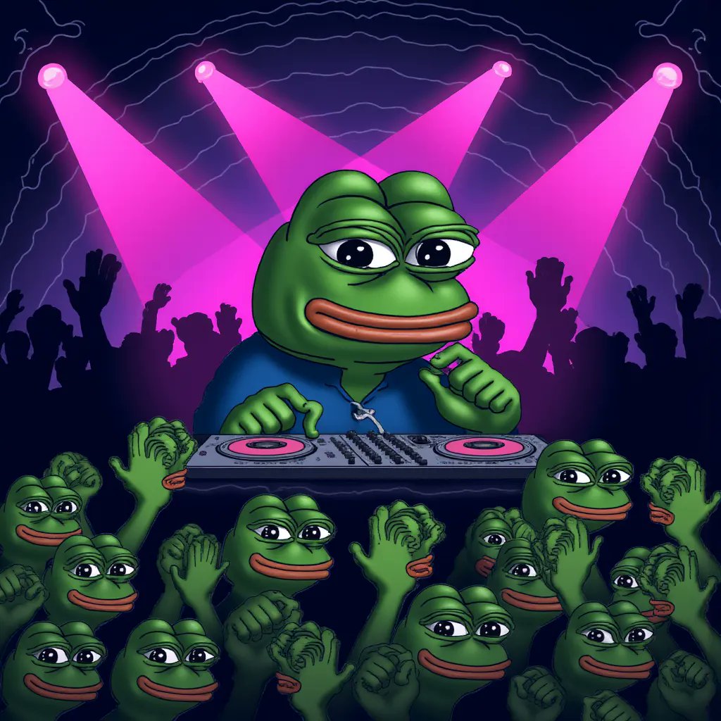 japhy_on_sol's tweet image. Model: Pepe Memes
Parameters: Inference Steps: 34, Guidance Scale: 3.4, Number of Outputs: 4
Prompt: Pepe as DJ at underground rave
Neon lights, crowd of dancing frogs, bass thumping 🎧🐸🎶