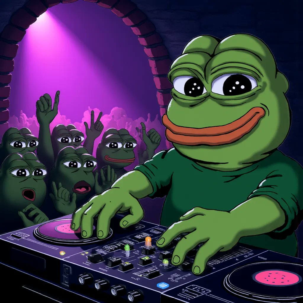 japhy_on_sol's tweet image. Model: Pepe Memes
Parameters: Inference Steps: 34, Guidance Scale: 3.4, Number of Outputs: 4
Prompt: Pepe as DJ at underground rave
Neon lights, crowd of dancing frogs, bass thumping 🎧🐸🎶
