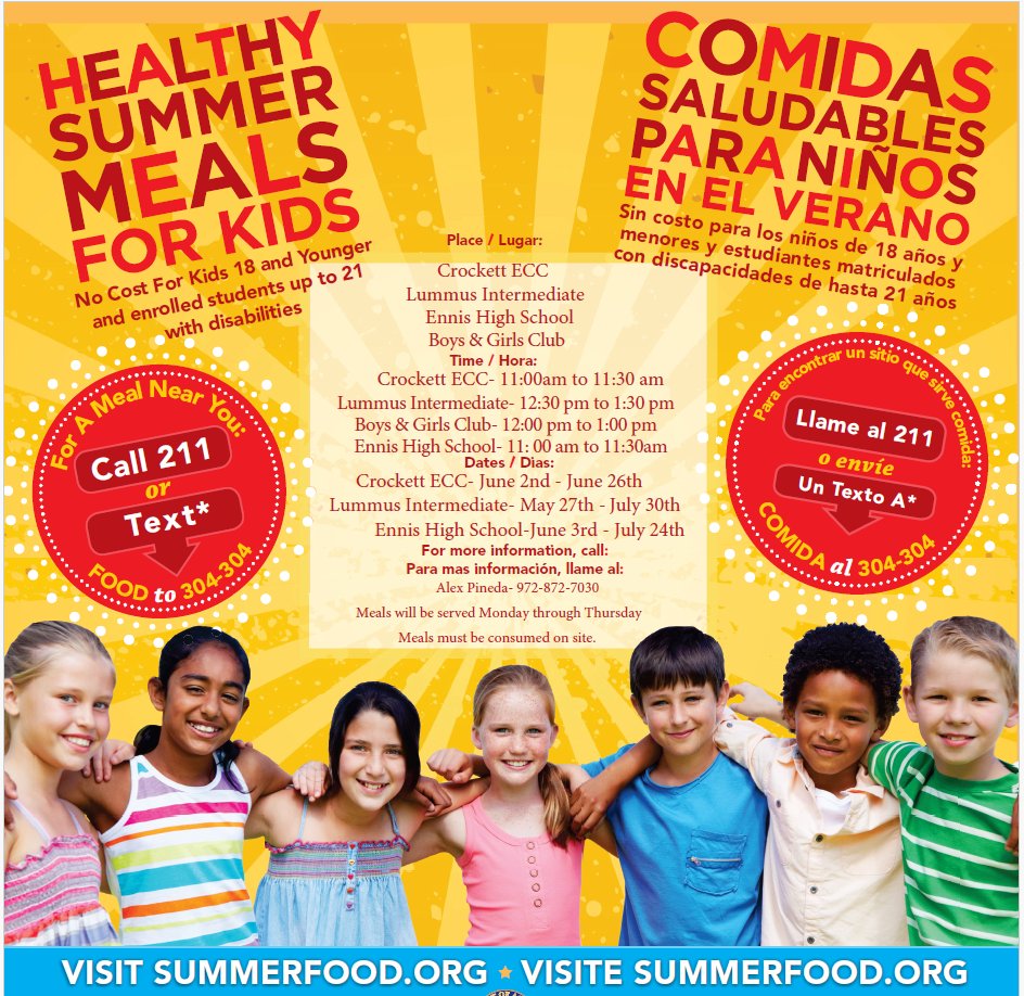 Reminder about FREE summer meals.