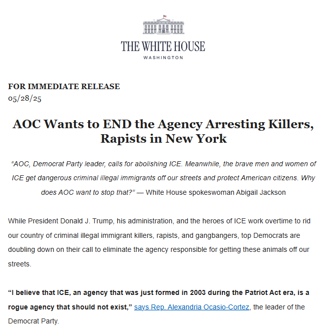 RNC Research (@rncresearch) on Twitter photo 🚨<a href="/RepAOC/">Rep. Alexandria Ocasio-Cortez</a>, the leader of the Democrat party, is calling to abolish ICE entirely.
She cares more for criminal illegal aliens than the safety of the American people. 🚨<a href="/RepAOC/">Rep. Alexandria Ocasio-Cortez</a>, the leader of the Democrat party, is calling to abolish ICE entirely.
She cares more for criminal illegal aliens than the safety of the American people.
