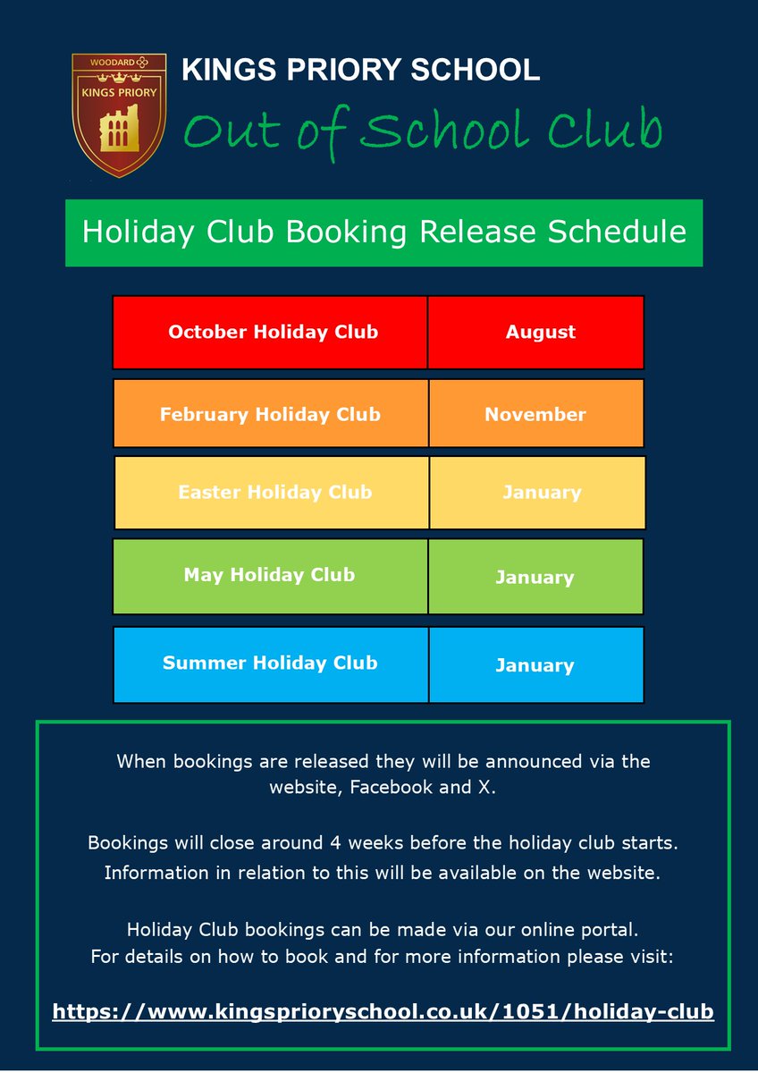 KPS Out of School Club (@kps_oosc) on Twitter photo Useful info to help you plan! Partial opening for school on: Tue 2 Sep 2025 for EYFS, Y7 & Y12. Wed 3 Sep 2025 for EYFS, Y5, Y7 & Y12 only. OOSC will open as holiday club on these days for all other year groups. (Y1 – Y6). Whole school returns Thurs 4 Sep 2025 <a href="/KingsPriory/">Kings Priory School</a> Useful info to help you plan! Partial opening for school on: Tue 2 Sep 2025 for EYFS, Y7 & Y12. Wed 3 Sep 2025 for EYFS, Y5, Y7 & Y12 only. OOSC will open as holiday club on these days for all other year groups. (Y1 – Y6). Whole school returns Thurs 4 Sep 2025 <a href="/KingsPriory/">Kings Priory School</a>