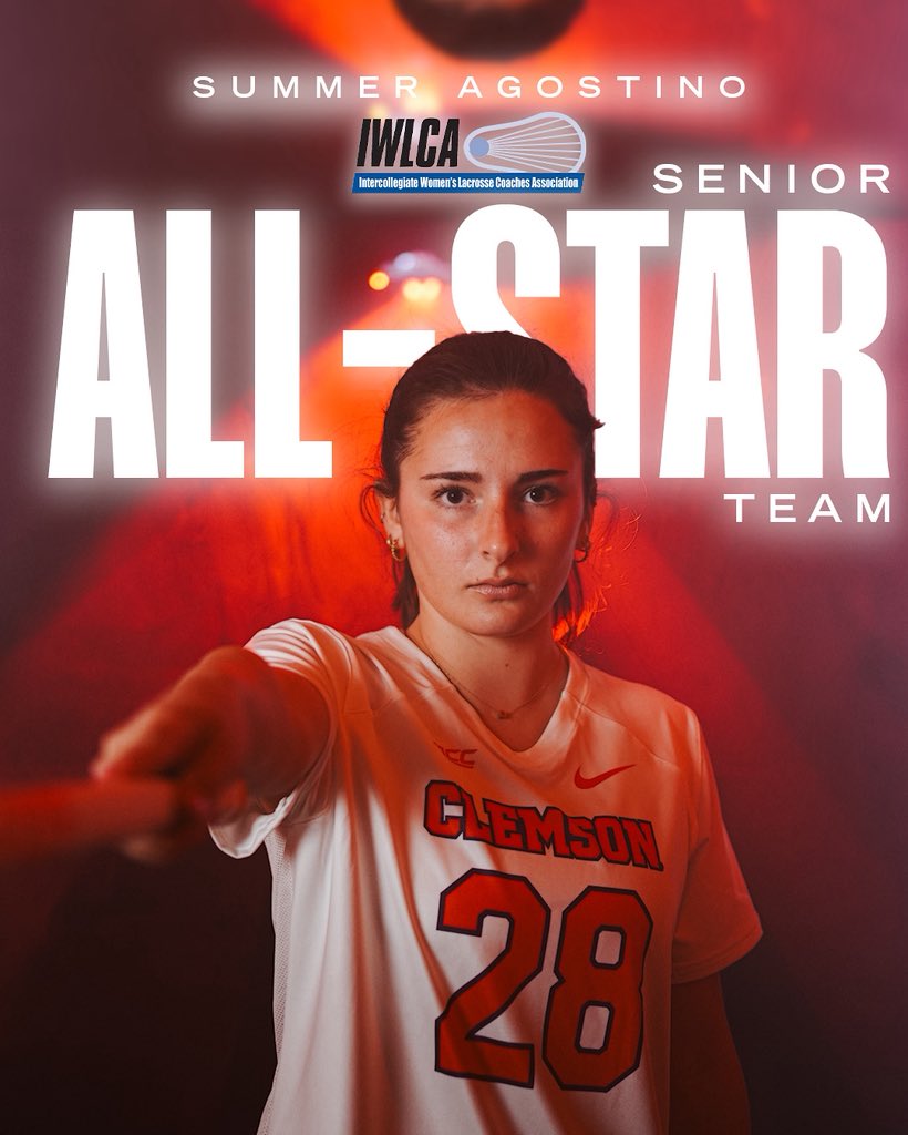 ClemsonWlax's tweet image. 🌟 All-Star 🌟
Congratulations to Summer for being selected to the IWLCA Senior All-Star Team!!!