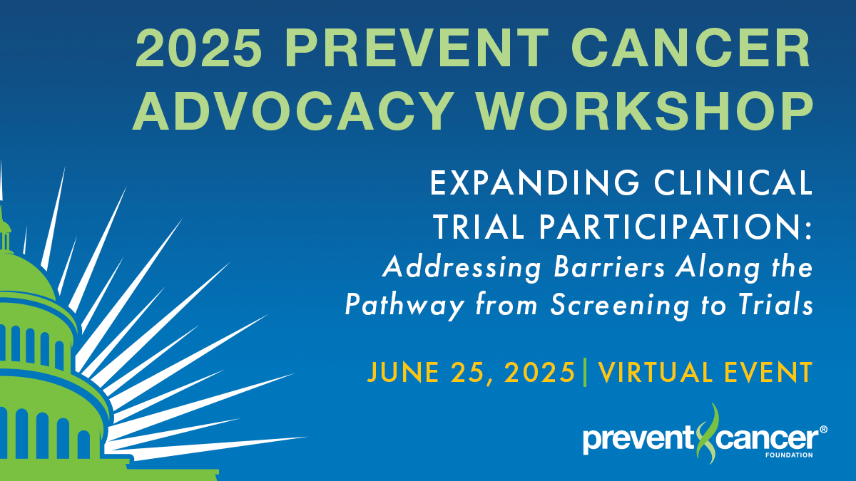 Prevent Cancer Foundation (@preventcancer) on Twitter photo Join <a href="/preventcancer/">Prevent Cancer Foundation</a>’s virtual Advocacy Workshop on June 25th from 1-2:30 p.m. ET, where we will discuss expanding clinical trial participation and address barriers from screening to trials.
Register today: teamavm.zoom.us/webinar/regist… Join <a href="/preventcancer/">Prevent Cancer Foundation</a>’s virtual Advocacy Workshop on June 25th from 1-2:30 p.m. ET, where we will discuss expanding clinical trial participation and address barriers from screening to trials.
Register today: teamavm.zoom.us/webinar/regist…
