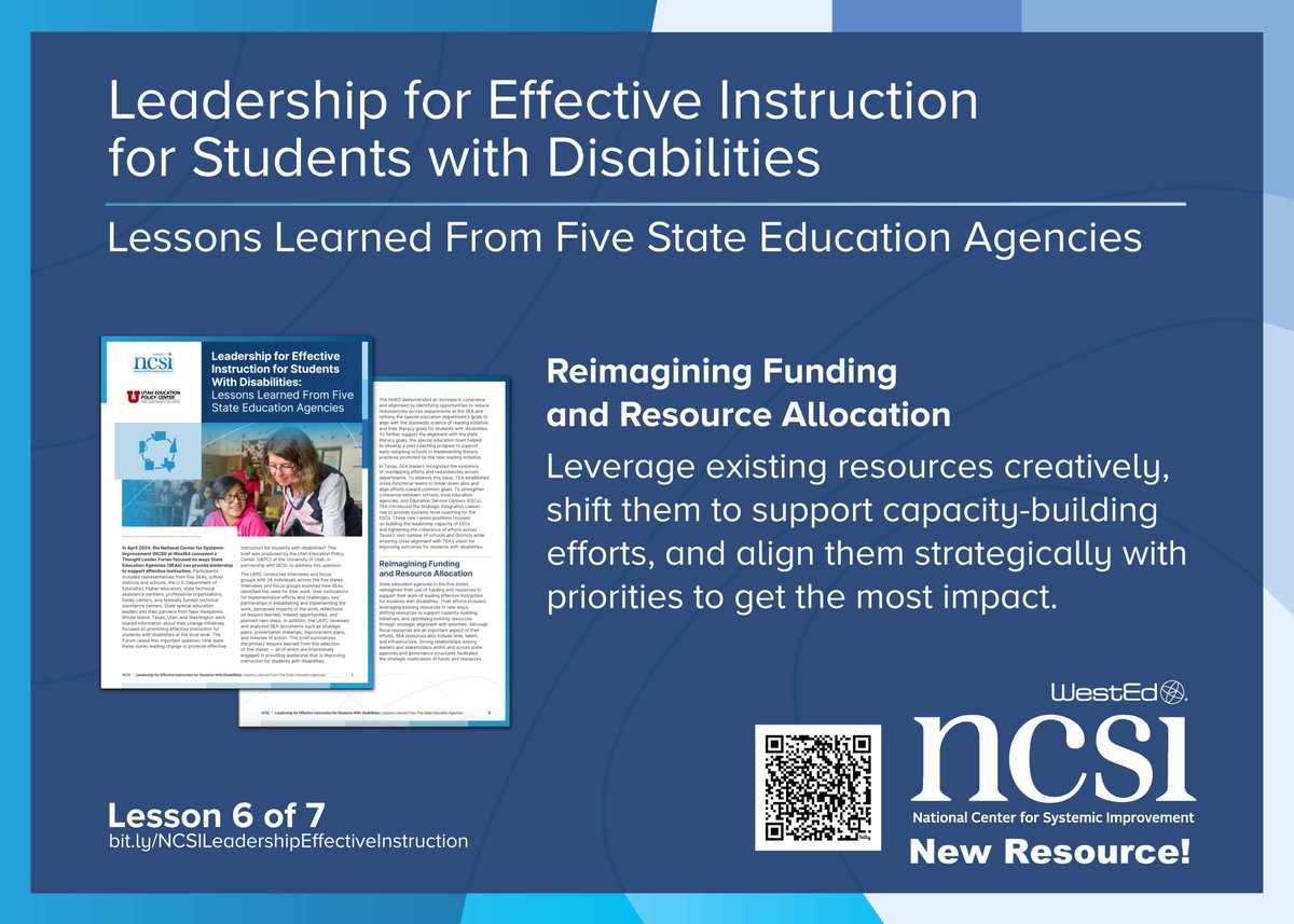 Lever 6: Reimagining Funding and Resource Allocation: Rethink the Resources. Invest in Results. Leadership isn’t just about vision—it’s about smart resource use. 

Visit ncsi.wested.org/wp-content/upl… to learn more.
