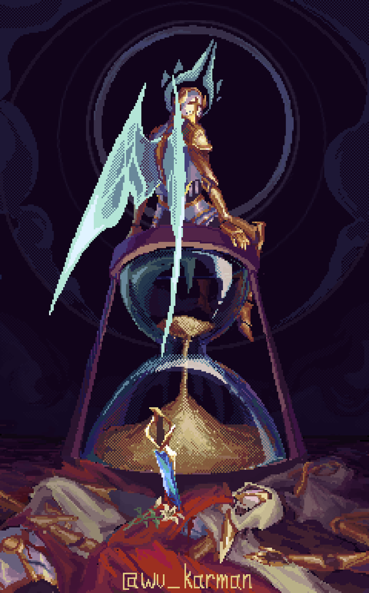 wv_karman's tweet image. An attempt at pixel art!!  
(inspired by a recent bout of existential horror)

#ULTRAKILL #digitalart