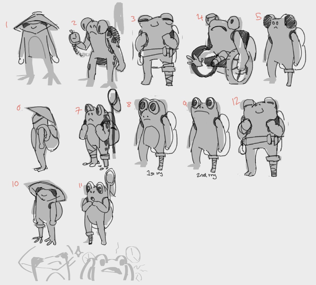 Sorry for the radio silence lmao uni is making me BUSY anyways I’m currently designing a frog character look at them go