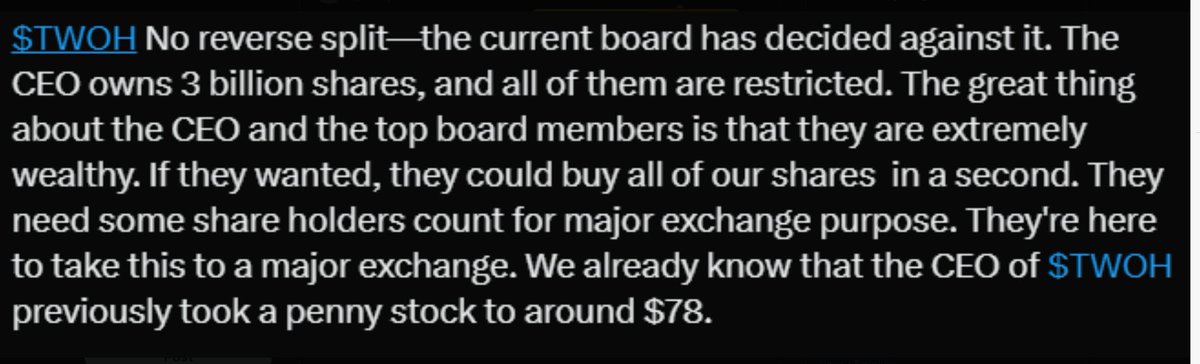 sathyabrc's tweet photo. $TWOH will make us very rich. https://t.co/wjSHpULipw